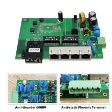 Anti trovão 6000 V interruptor POE ao ar livre 48 V-55 V placas em branco PCB 4-Port POE 100 M e 1-porta Uplink fibra dupla SC / ST / FC